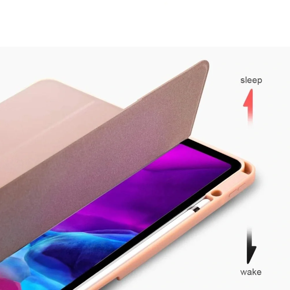 New!Case for iPad Pro 12.9 3rd/4th Gen) with Apple pencil, charging holder- Pink